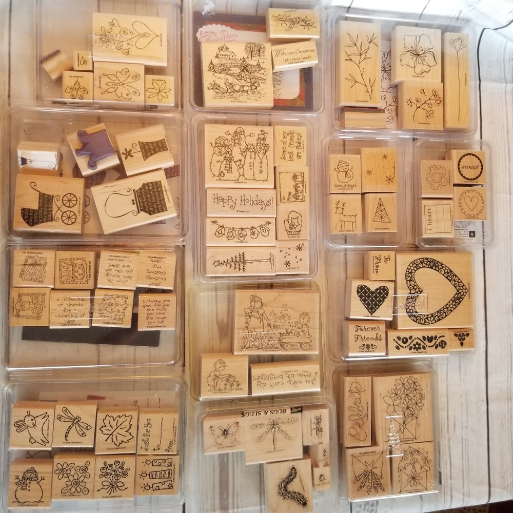 Huge Lot of 70 rubber stamps Stampin up! Vintage sets craft card scrapbooking